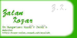 zalan kozar business card